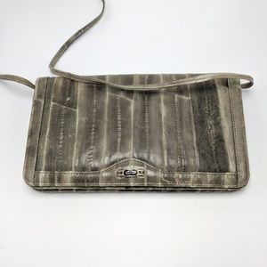 Soft Gray Vintage Eel Skin Clutch Purse